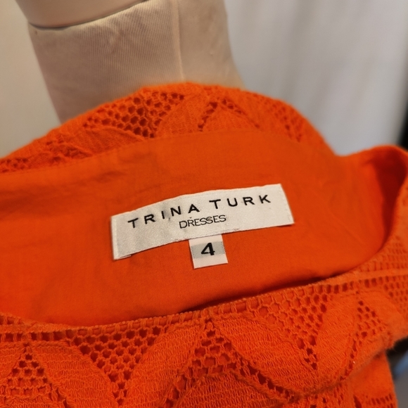 Trina Turk Almost Paradise Bright Orange Lace Mini Dress - Picture 8 of 8